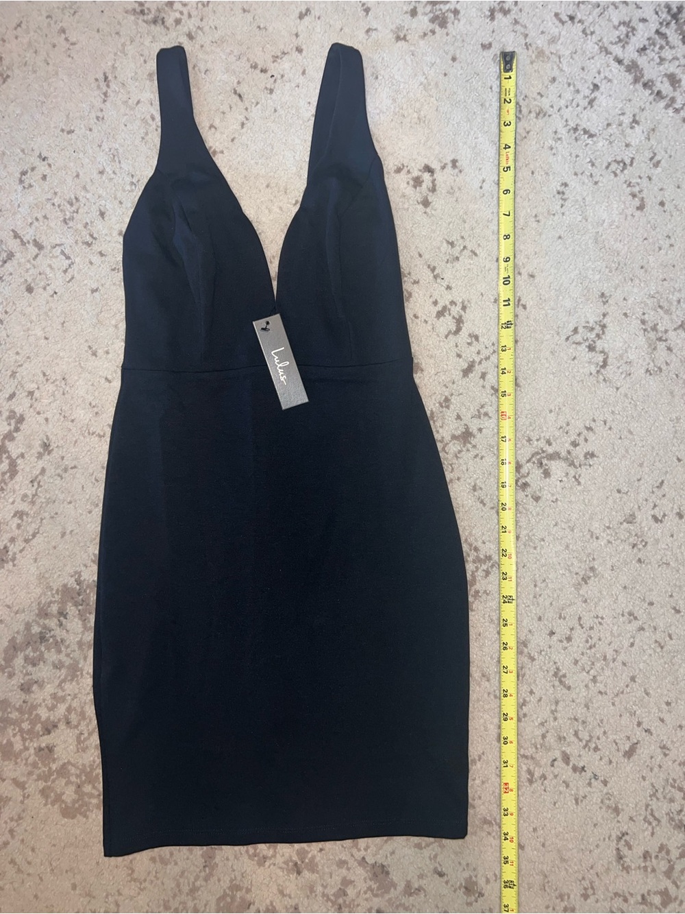 Lulu's Black Deep V-Neck Mini Dress - Picture 2 of 4